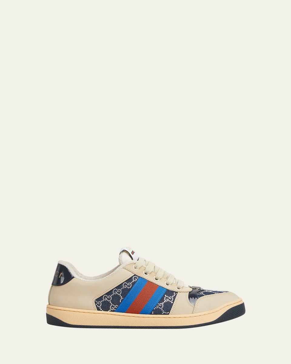 Crystal GG Denim Screener Low-Top Sneakers